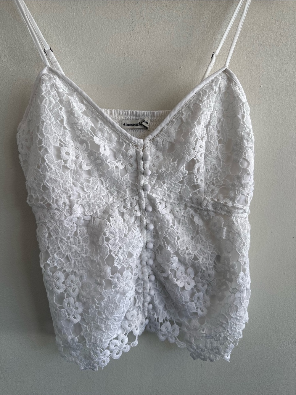 Abercrombie & Fitch White Lace Button-Front Cami Top